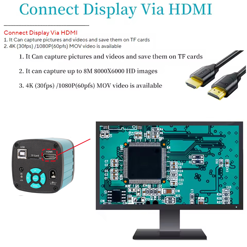 กล้องจุลทรรศน์อิเล็กทรอนิกส์ระ - 4K Microscope Camera Sony Sensor บทวิจารณ์และราคา