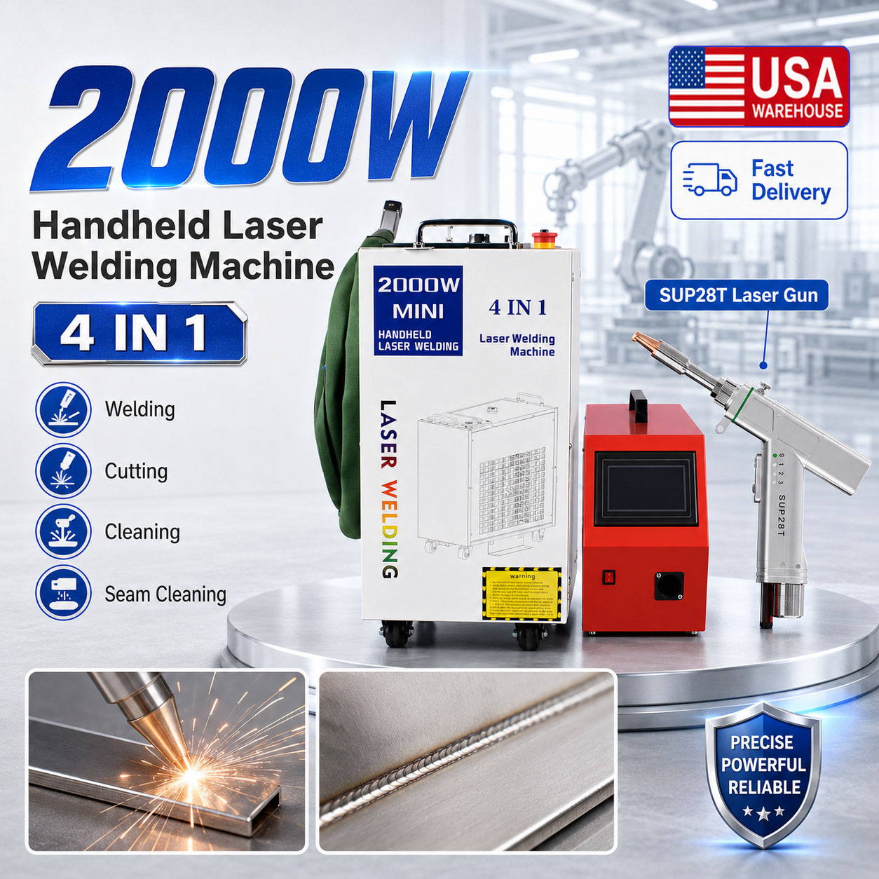 เครื่องเชื่อมเลเซอร์ 2000W 4 i - Laser Soldering Machine Handheld บทวิจารณ์และราคา
